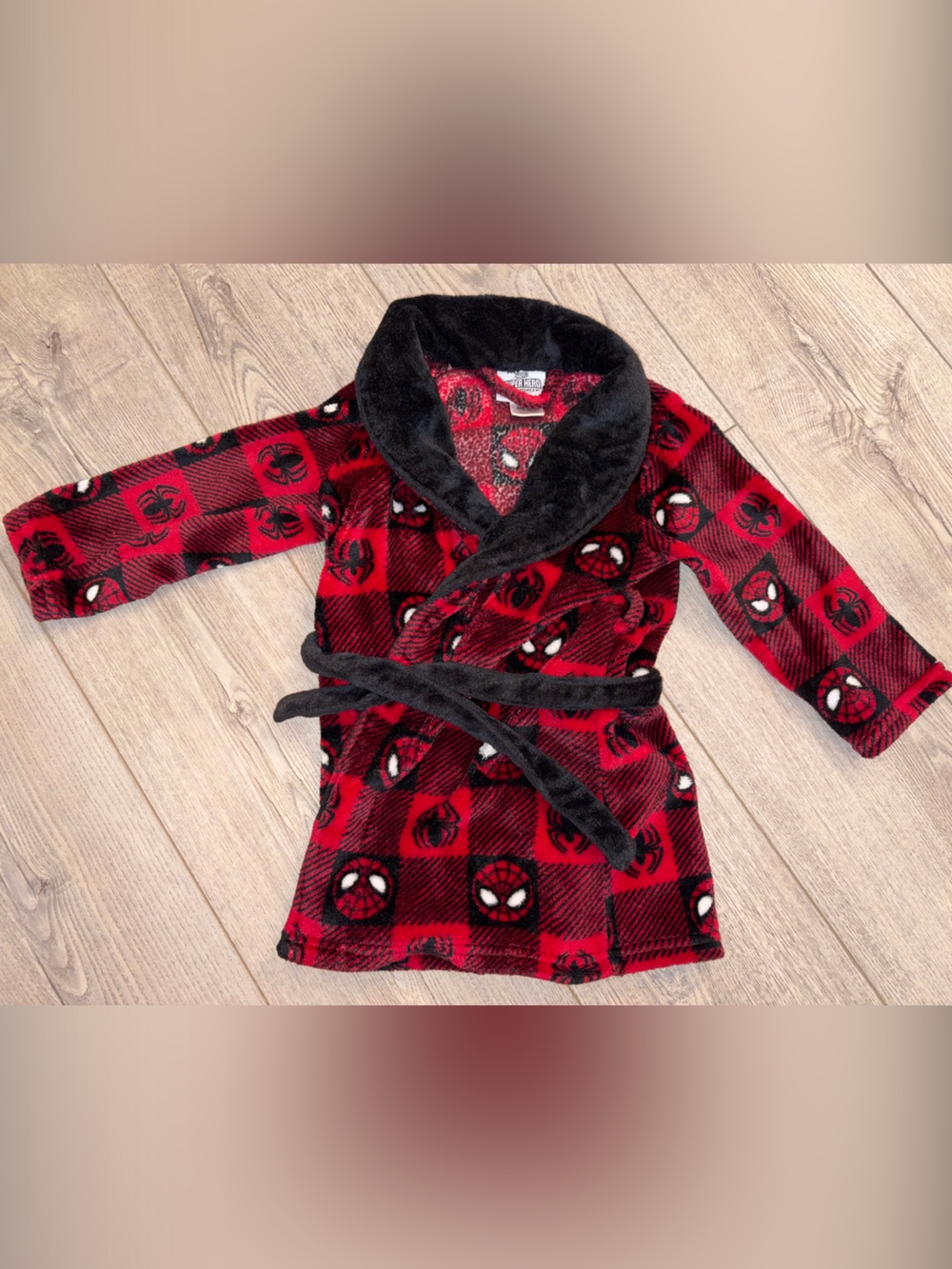 Marvel Red and Black Spider-Man Plush Kids Robe